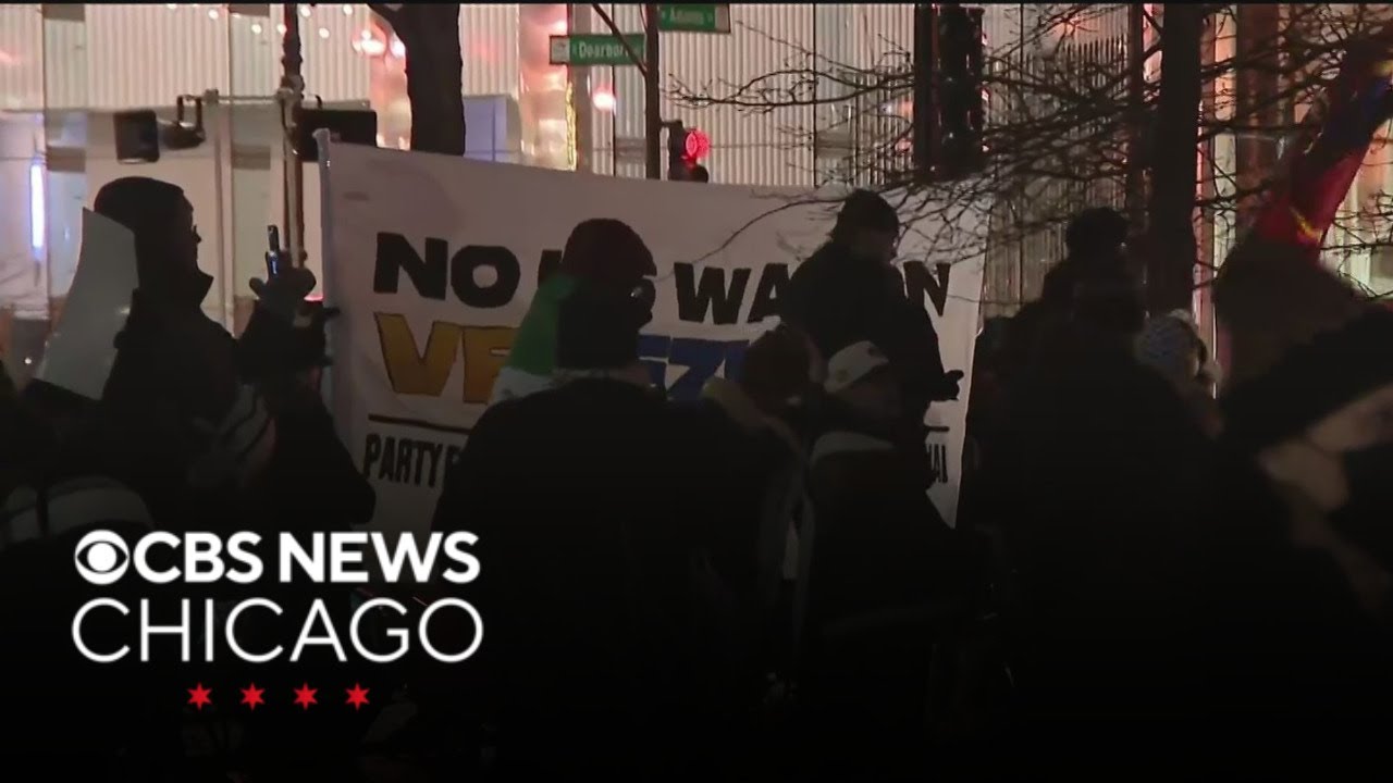 Protesters gather at Federal Plaza to voice opposition of U.S. military actions in Venezuela
