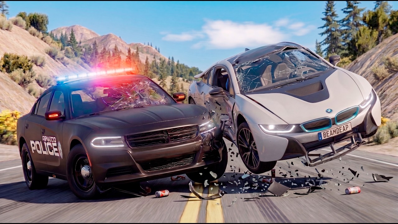 BeamNG Drive Police Chase Crashes 120 MPH ROLLOVERS! #16😱