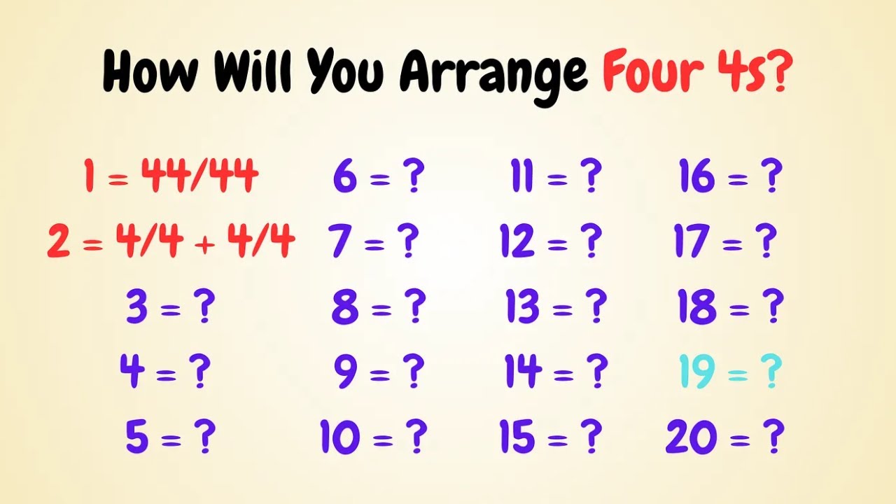 Can YOU Use Only Four 4s? To Make All The Numbers?