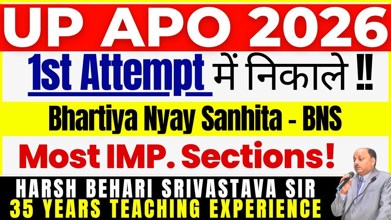 UP APO 2026 - BNS Most IMP Sections | APO Preparation | #advocate #lawyer | Pariksha Refresher