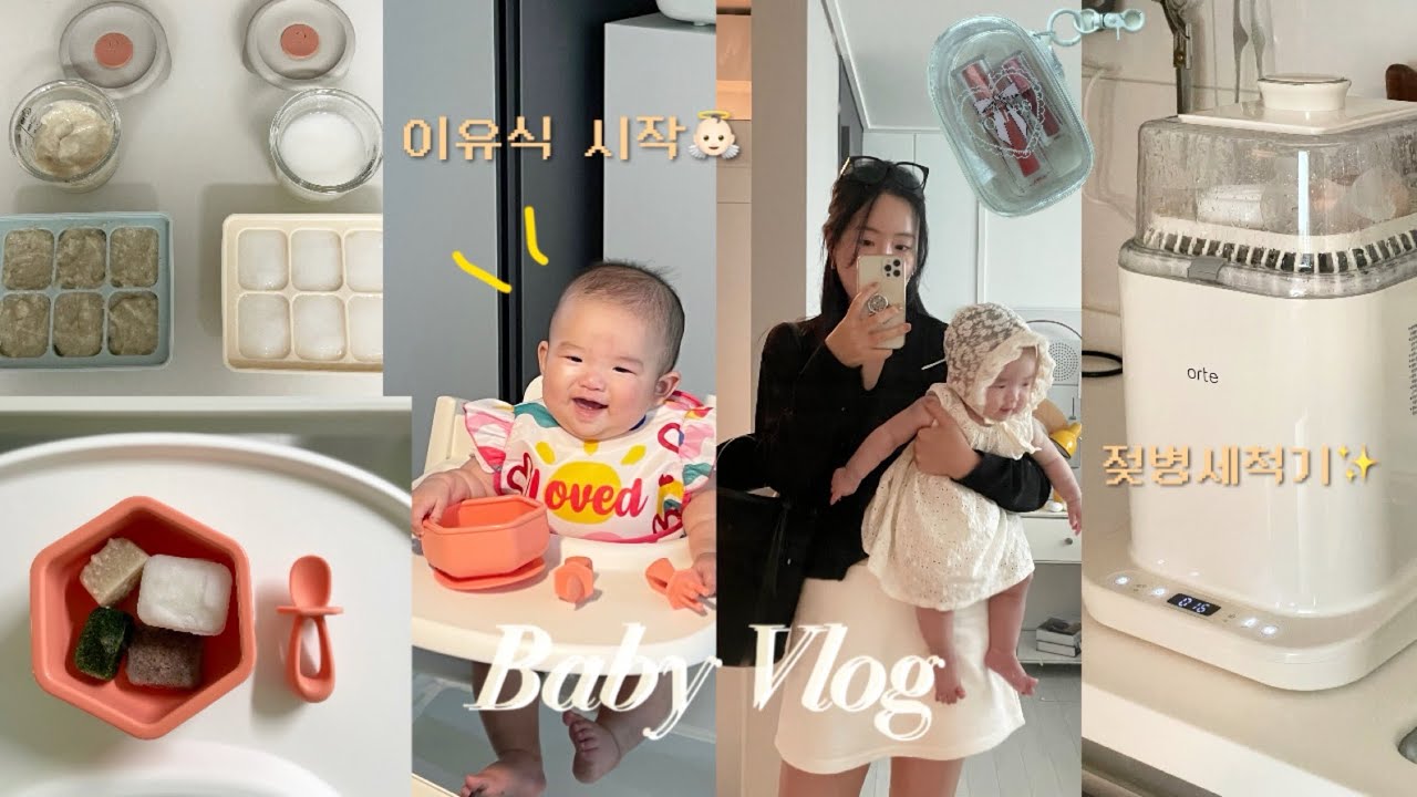 Baby vlog | 초기 이유식 시작 (잘먹는아기👼🏻) | 오르테 젖병세척기👍 | 이유식 준비물 | 6개월 아기엄마 일상 ❤️ 2차 영유아 검사 탑 찍고옴 ㅋㅋ