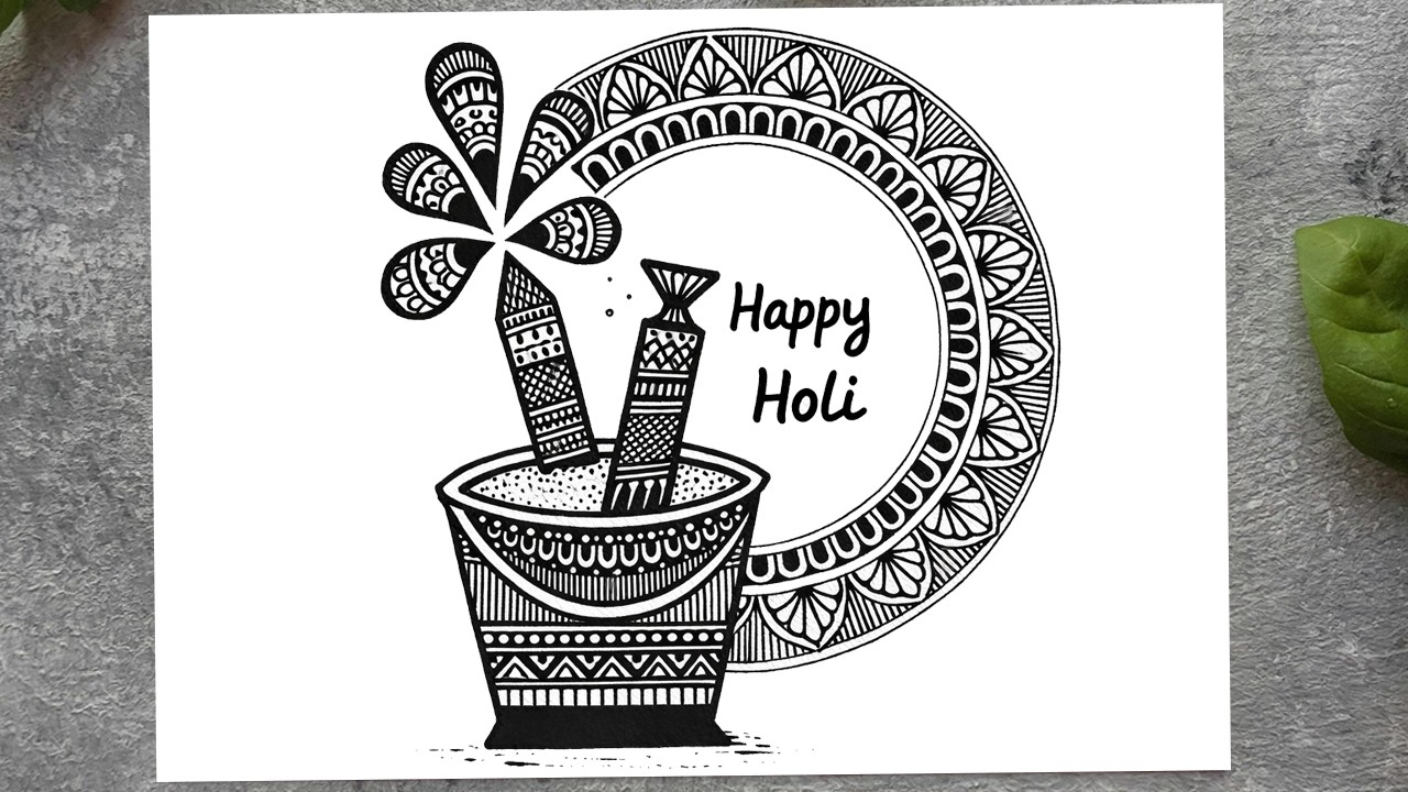 Holi Mandala Art Drawing 🌸 | Easy Mandala Art Step by Step for Beginners | Holi Special Drawing