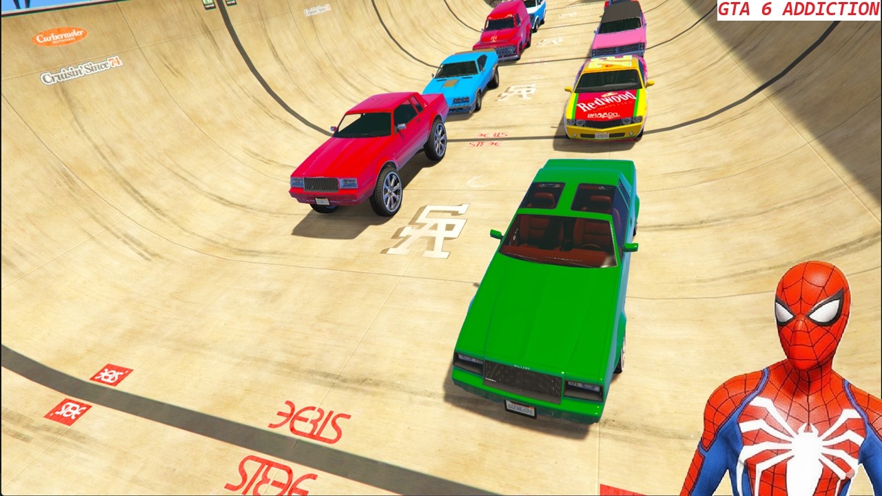 GTA V Superheroes Crazy Race Challenge with Super Cars | GTA V Spiderman Car Stunt Race #22