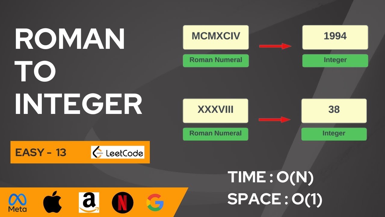 Roman to Integer | Leetcode 13 | Approach & Code | O(n)  #dsa