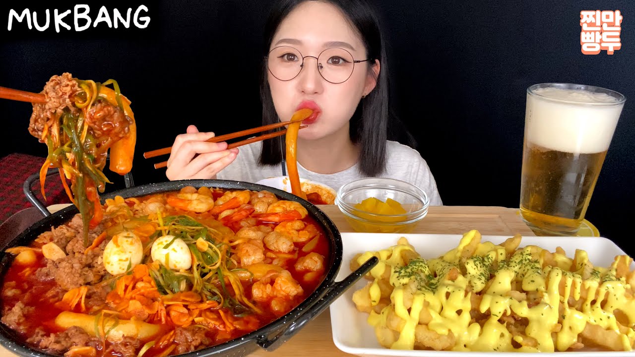 청년다방 신메뉴✨차돌+새우+대창=차새대떡볶이 버갈튀 먹방 Beef brisket Shrimp Daechang Tteokbokki REAL SOUND/MUKBANG/ASMR