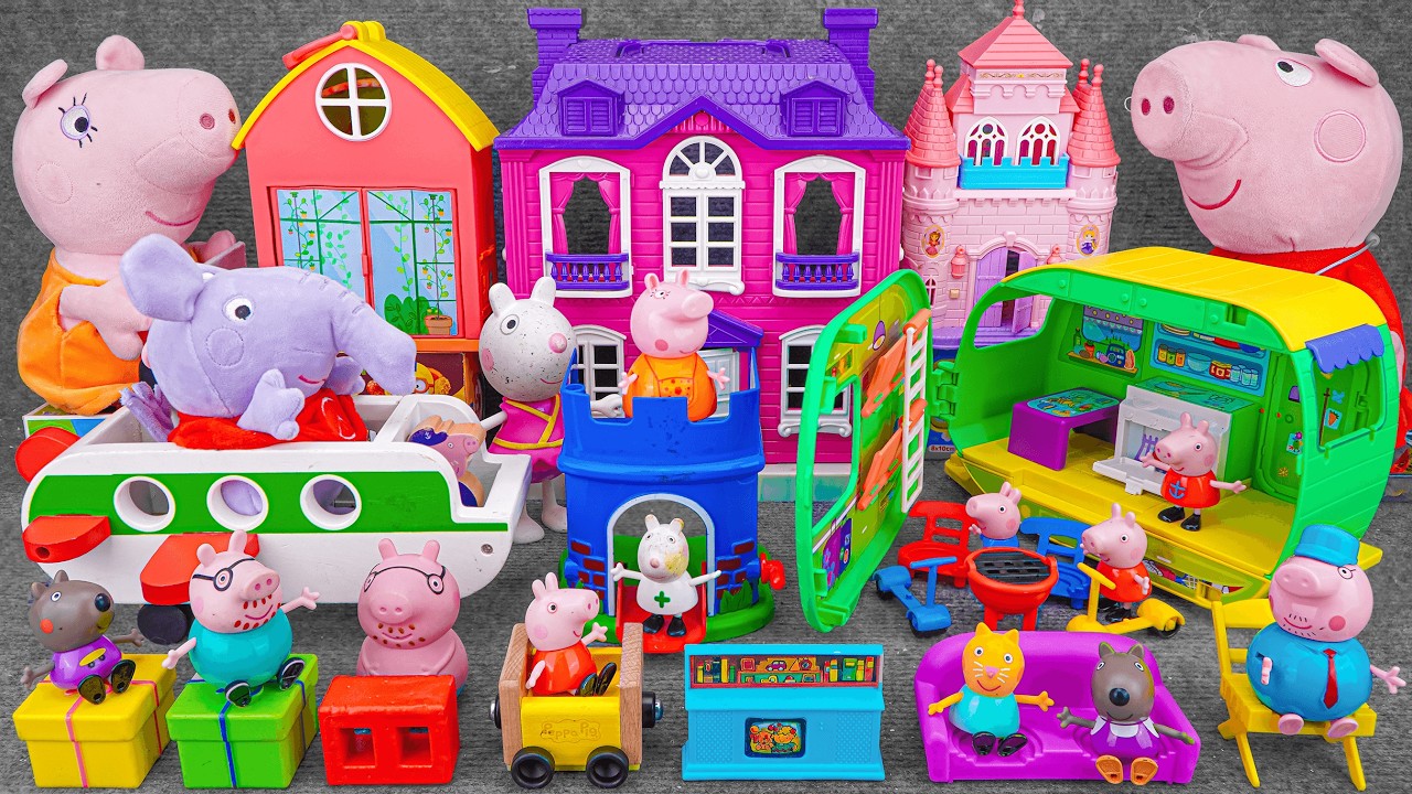 96 Minutes Satisfying with Unboxing Cute Peppa Pig Villa & Caravan Playset | Review Toys