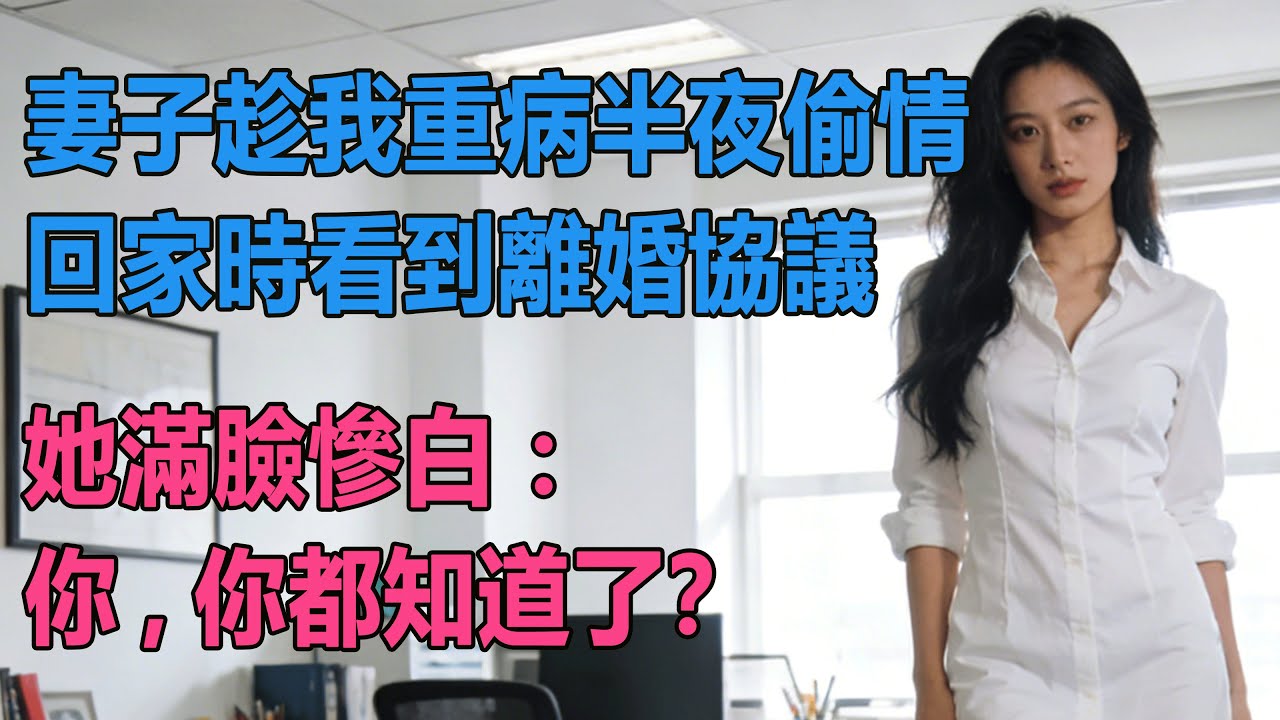 【完結文】 妻子趁我重病半夜偷情，回家時看到離婚協議，她滿臉慘白：你，你都知道了？ #出軌小說 #愛情故事 #白月光 #幸福人生 #生活经验 #情感故事