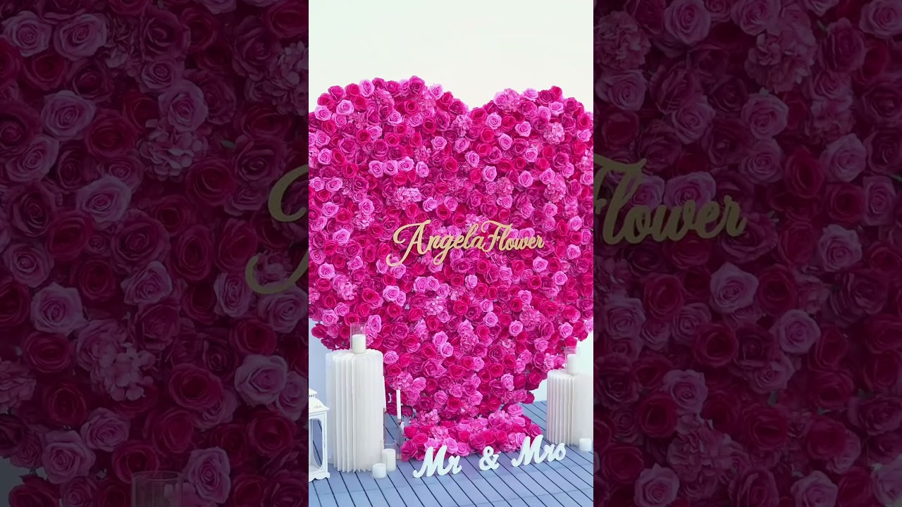 A9064 Bright Pink Rose Heart-Shaped Floral Wedding Decorations, Proposal Arrangements