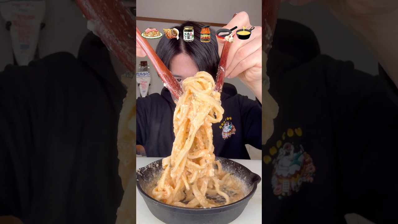 【大食い】明太子パスタをアレンジして爆食い#shorts #モッパン #大食い #飯テロ #mukbang #asmr