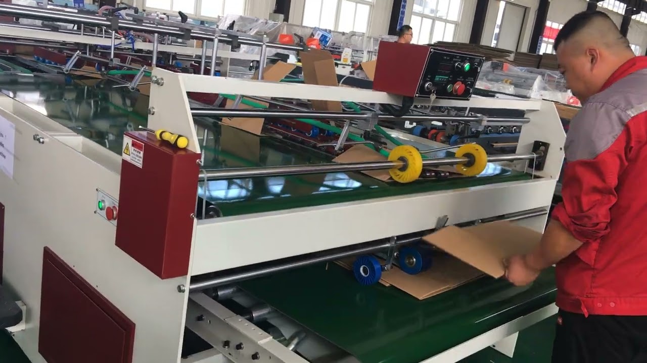 Semi Automatic Corrugated Carton Folding Gluing Machine / Corrugated Box Folder Gluer