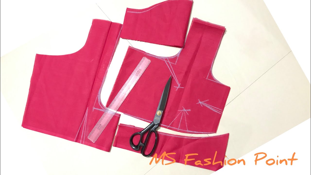 42 inches Belt blouse cutting step by step || How to cut 4 tucks belt blouse || Belt Blouse cutting
