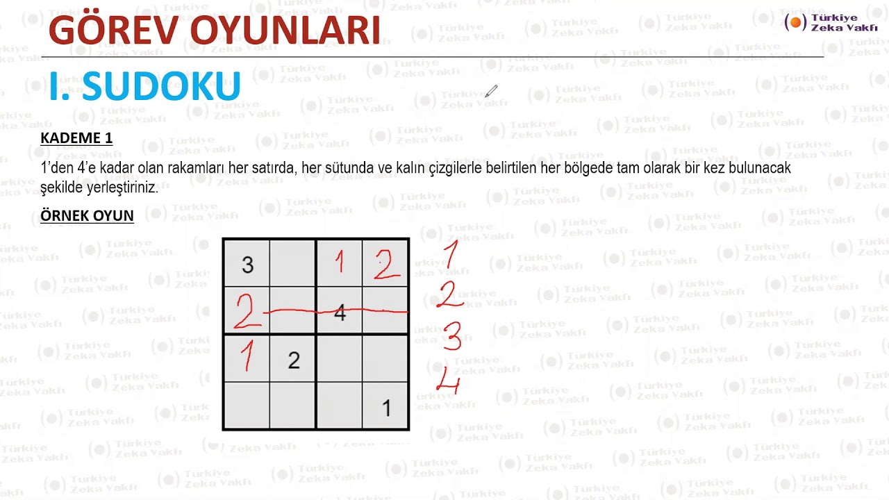 1. Sudoku (Kademe 1) - Türkiye Zeka Vakfı (TZV)