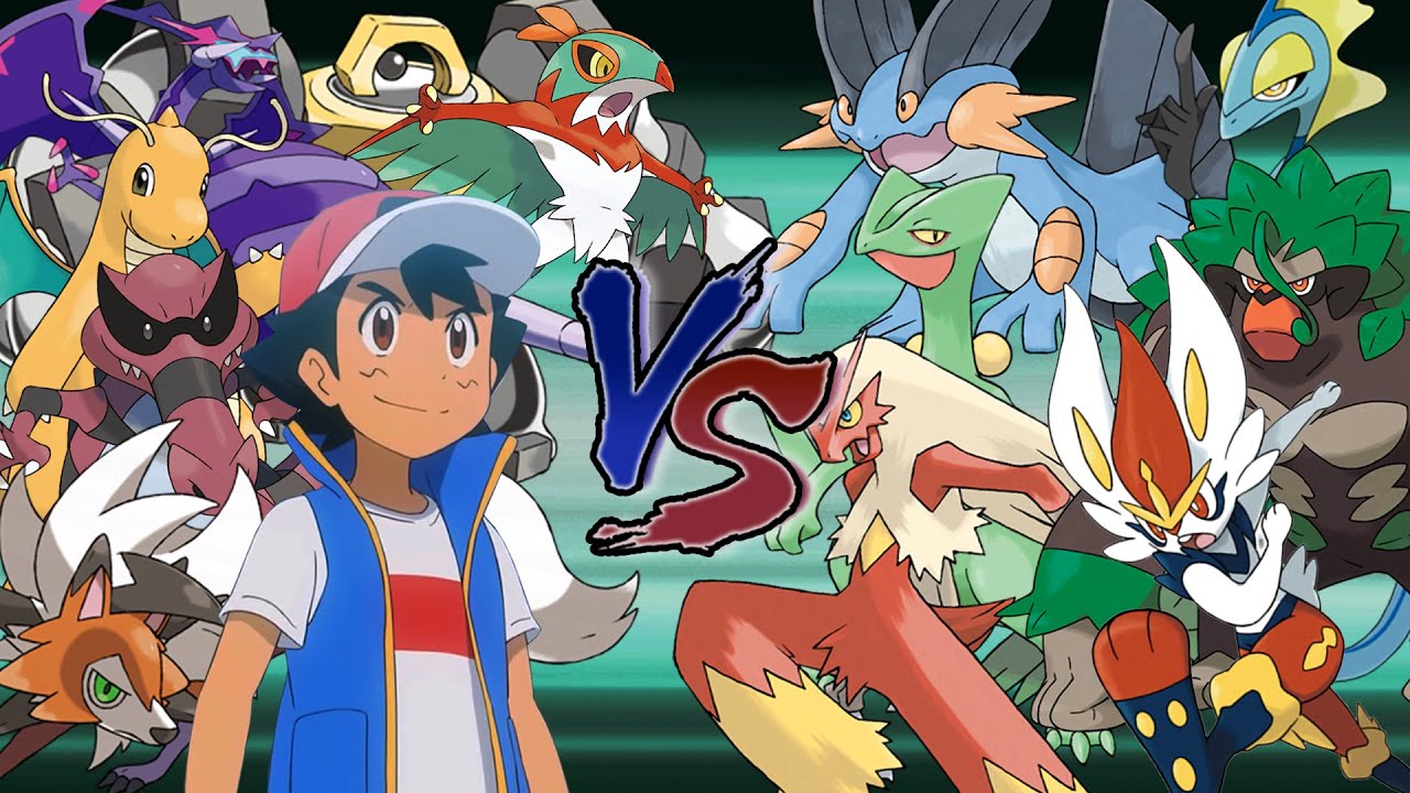 Pokemon Battle Of Starter: Ash Vs Hoenn and Galar Starters