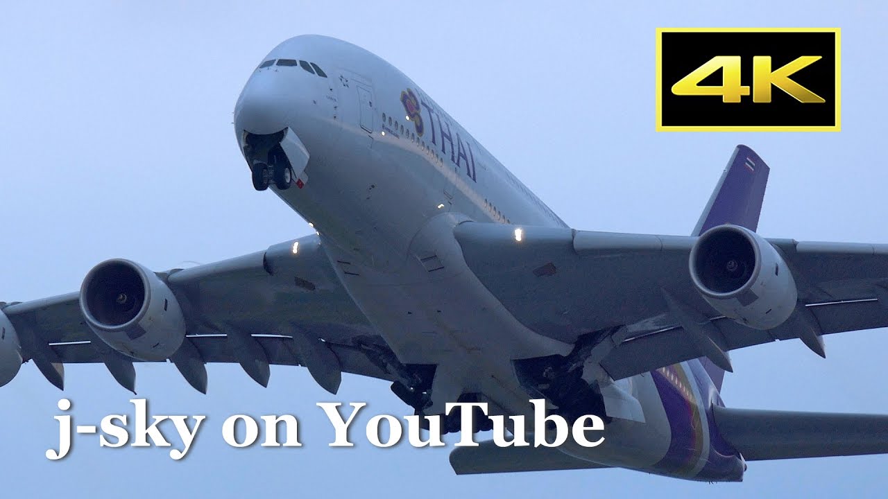 [4K] Thai Airways International Airbus A380 Takeoff at Kansai Airport / タイ国際航空 関西空港 [FZH1]