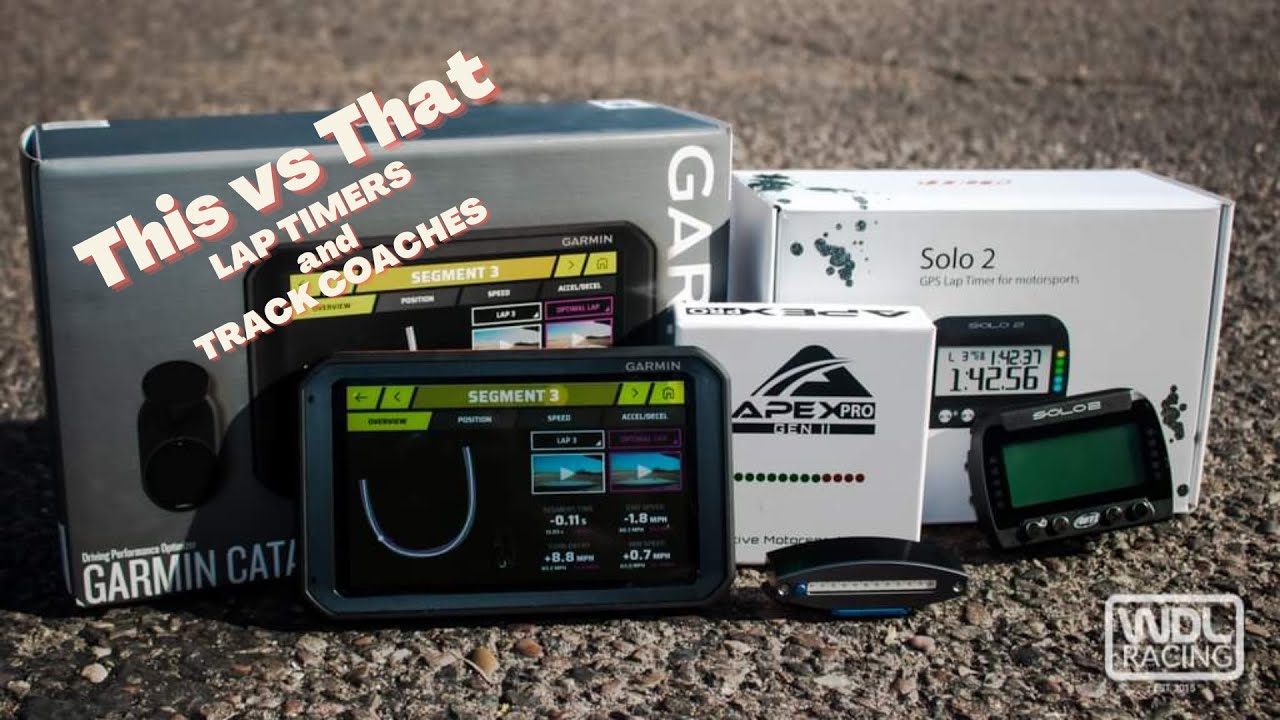 AIM SOLO 2, APEX Pro, Garmin Catalyst, and Racebox Mini. Lap Timer and Electronic Track Coaches
