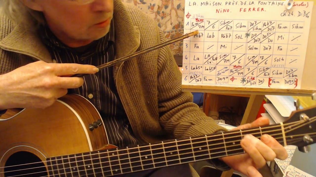LA MAISON PRES DE LA FONTAINE DE NINO FERRER  //  ACCORDS GUITARE / QSQS 1 /     CH : 24 / D :2/4 .