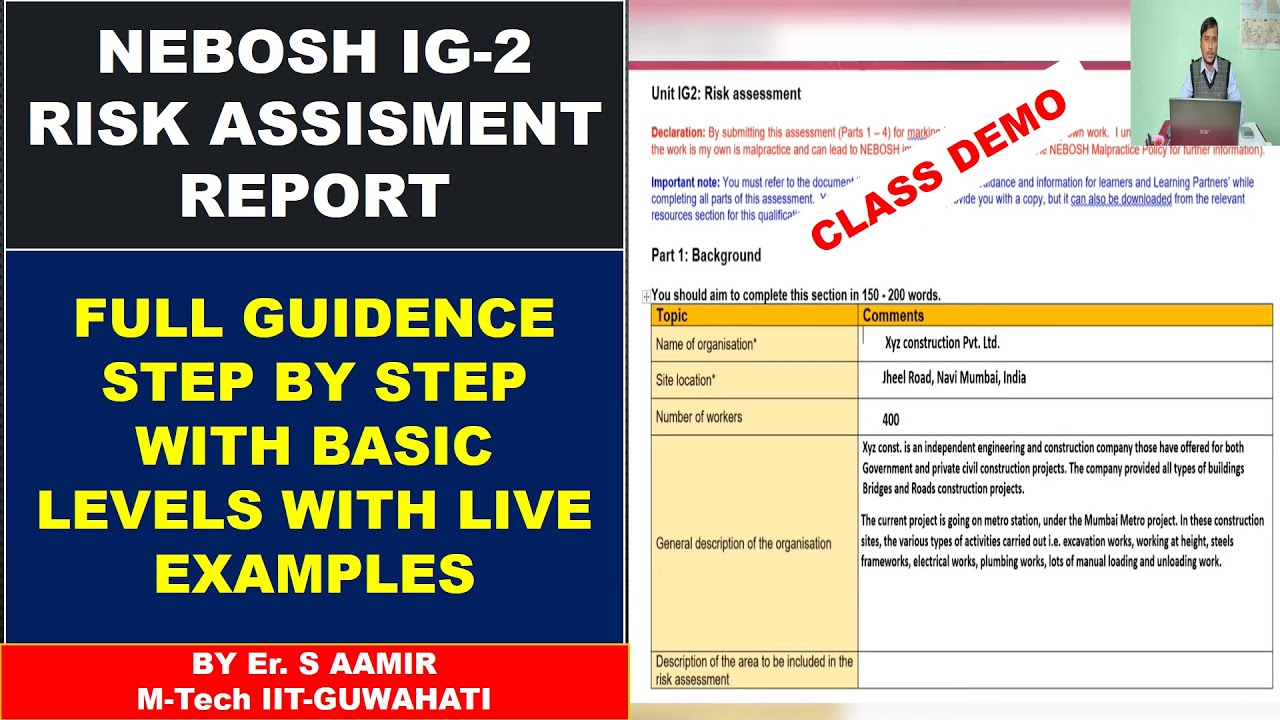 NEBOSH IG2 Report Part-1|| Nebosh IG2 Risk Assessment || How to complete Risk Assessment ||