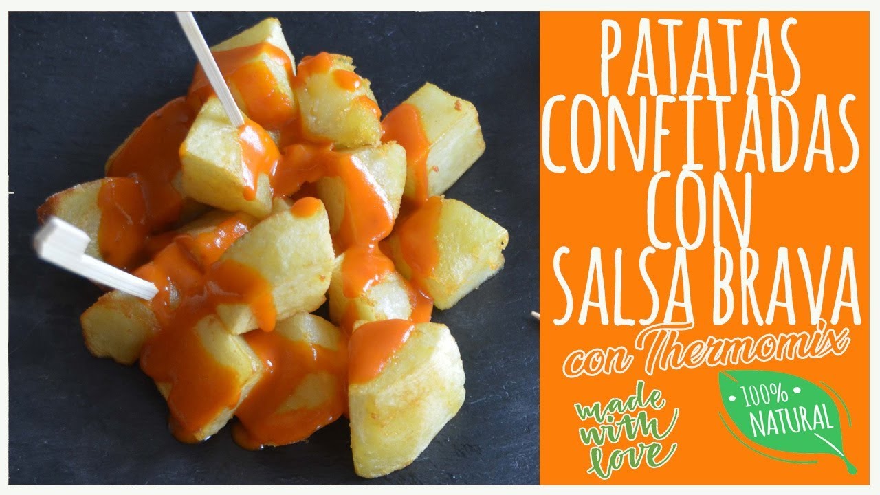 Patatas confitadas con salsa brava #patatasbravas #thermomix