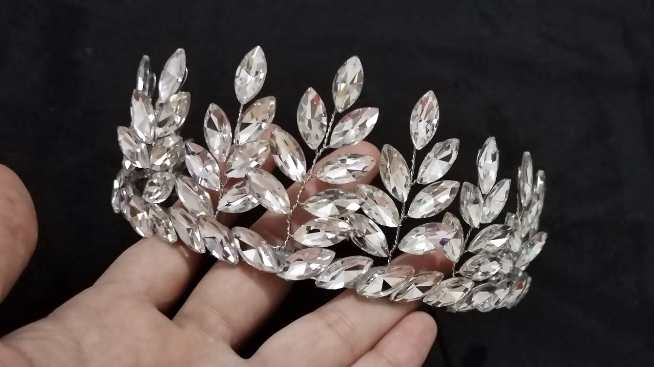 طريقة عمل تاج سهل من الكريستال للمبتدئين/how to make Bridal crystal crown / Kristal tasli tac yapimi