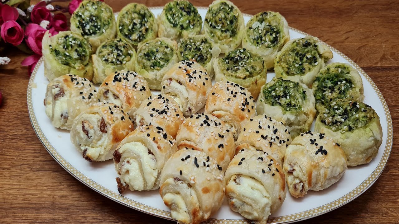 Слоеная ВЫПЕЧКА!  Закусочные рулеты  со ШПИНАТОМ и СЫРОМ! Такую ВКУСНЯТИНУ вы точно не ели!