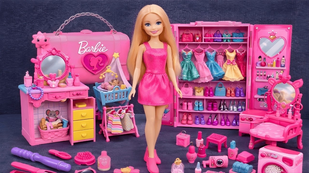 8 Minutes Satisfying with Unboxing Barbie Doll Family Playset，Cute Pinkfong Ambulance Car Toys ASMR