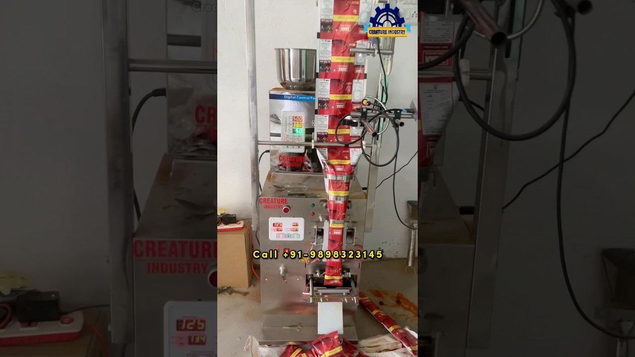 Red Chilli Powder - Pouch Packing | 50 Gram Pouch Packaging Machine #creatureindustry #packing