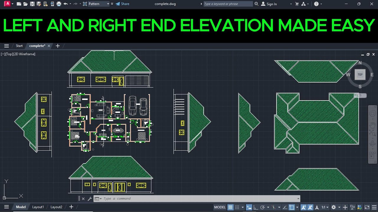 Side Elevation Made Easy in AutoCAD (Front Elevation Covered)