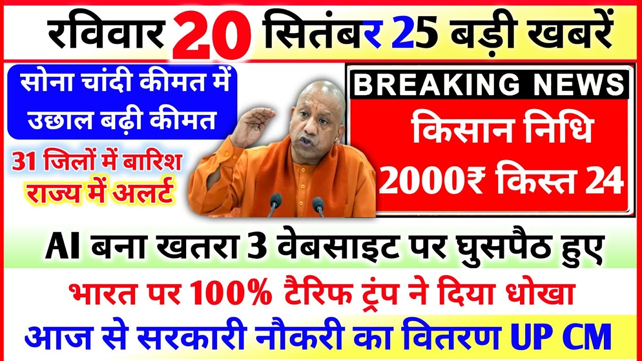20 September 2026 UP News Uttar Pradesh Ki Taja Khabar Mukhya Samachar Yogi samachar Clean News UP