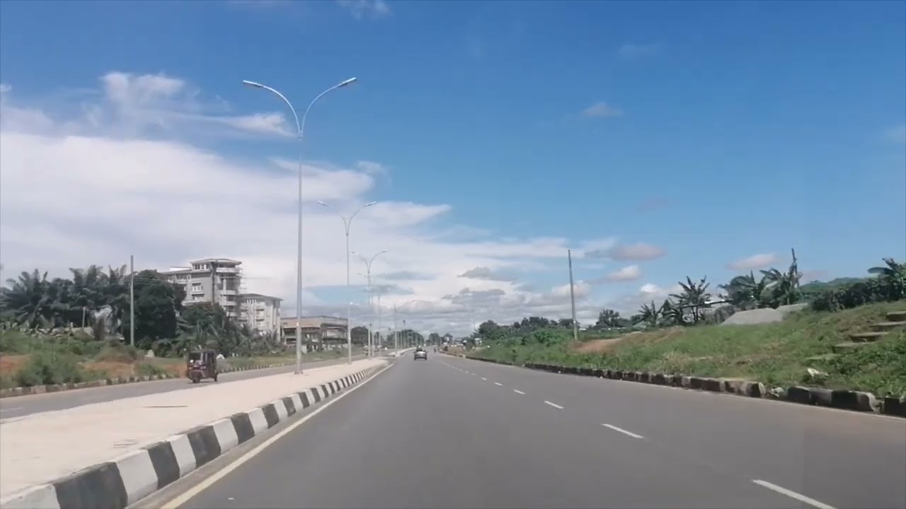 Driving along the new ring road linking Abak Road to Udo Udoma Avenue in Uyo,  Akwa Ibom State.