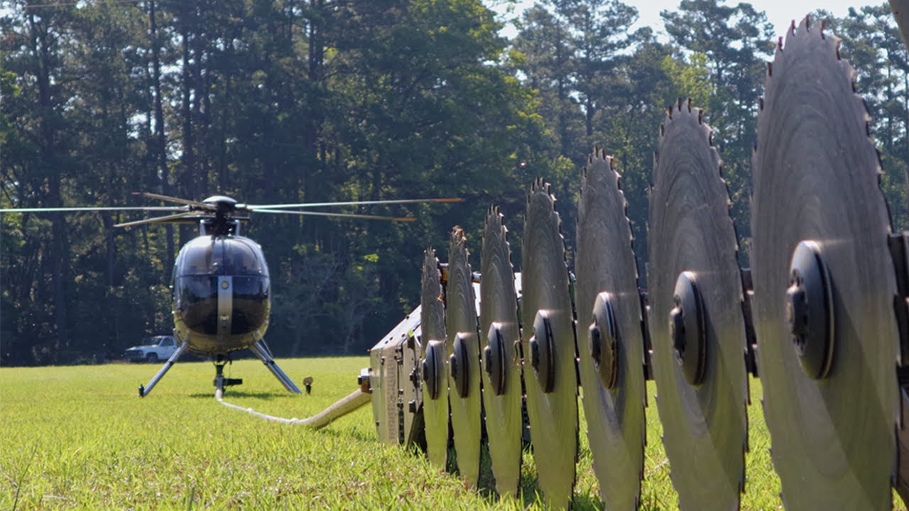 Unbelievable Helicopter Tree Sawing - Precision in Action!