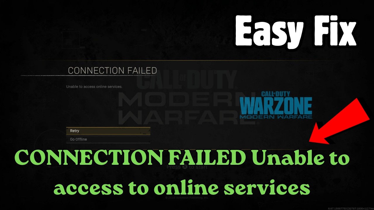 Fix COD Modern Warfare CONNECTION FAILED Unable to access to online services