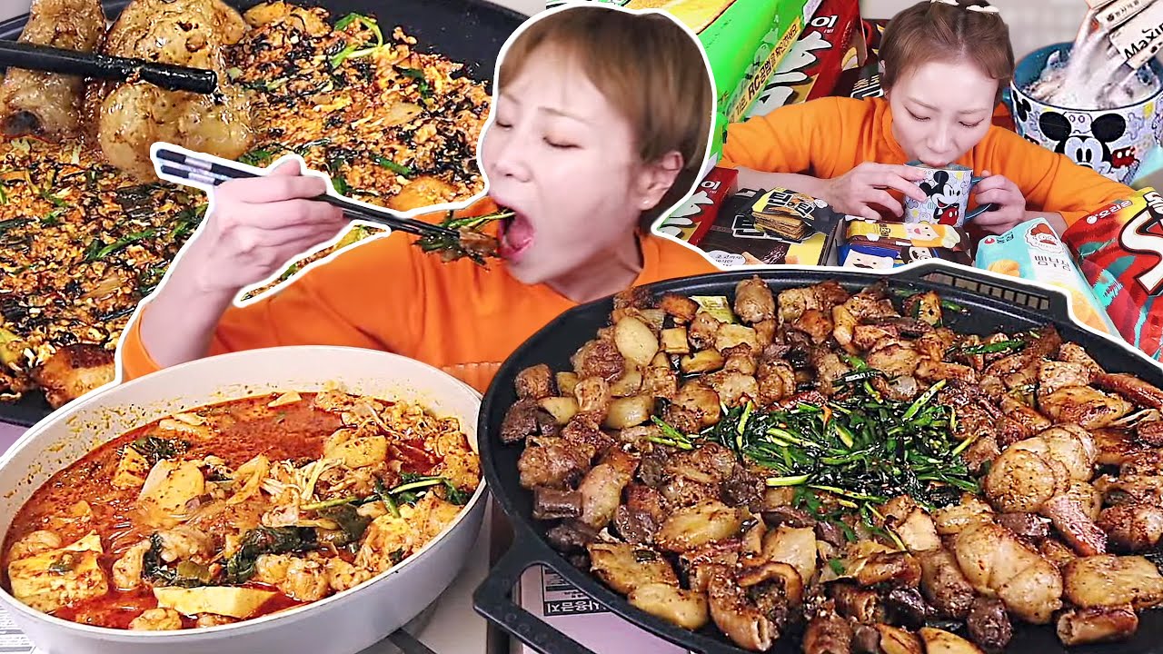한우 소곱창&소대창구이와 대창전골!! 볶음밥까지 야무지게 먹고 후식은 집에 있는 간식들231219/Mukbang, eating show