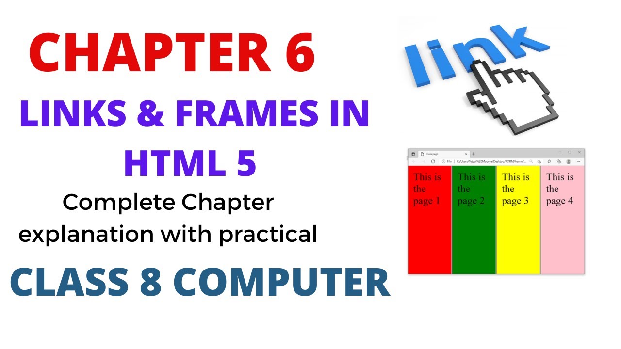 Chapter 6 Links & Frames in HTML 5 | Complete Chapter Easy Explanation l Class 8 Computer