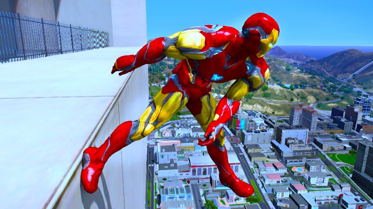 IRON MAN CRAZY JUMPS/FALLS #4  (GTA 5 Ironman Fails)