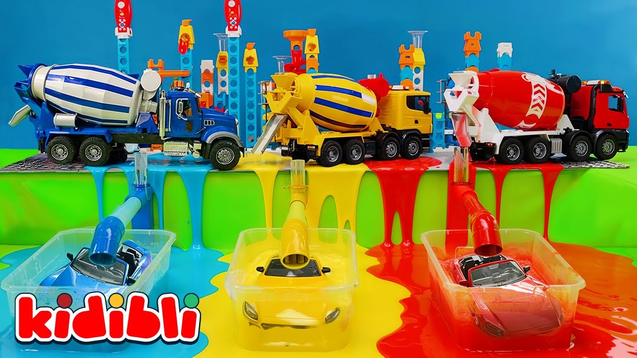 Jouet Camion Ciment : Transformation des Voitures & Couleur du Sable | Vidéo Jouets Enfant | Kidibli