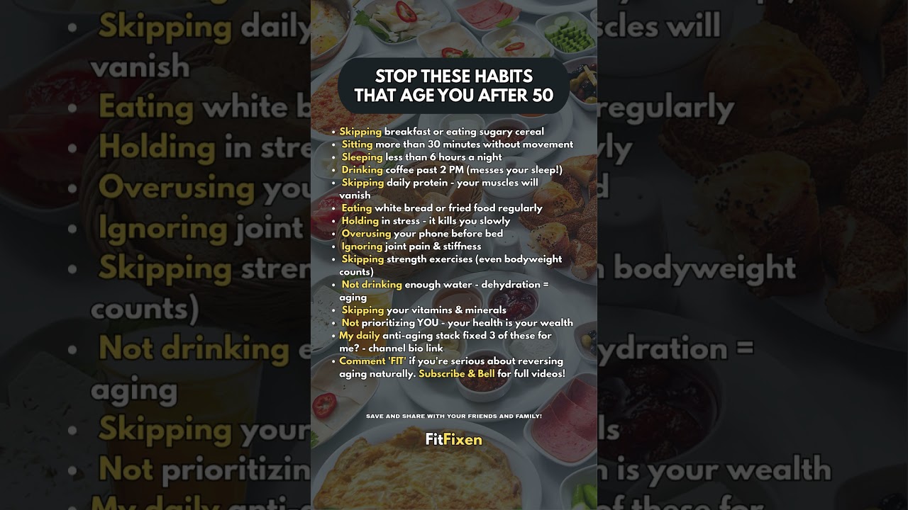 👆 13 Habits AGING You After 50 (STOP Doing These!) | Anti-Aging Tips #FitFixen #shorts