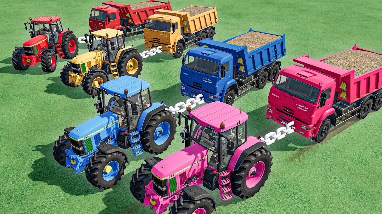 Mini Tractors Of Colors - WOW Woodchips Load Work with Mini TRACTORS | Farming Simulator 22
