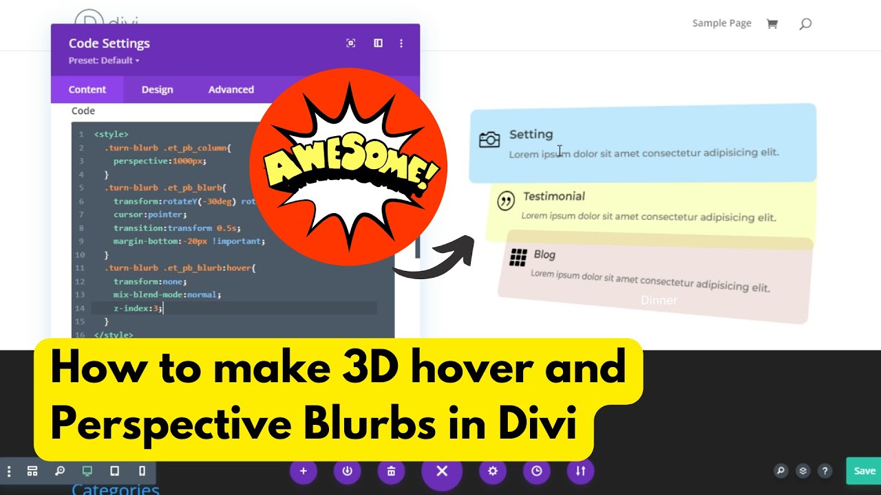 How to make 3D hover and Perspective Blurbs in Divi