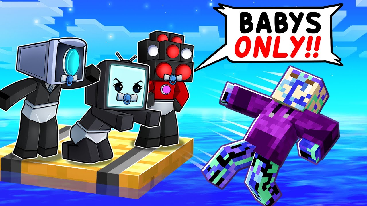 LOCKED on ONE RAFT With SKIBIDI BABYS!