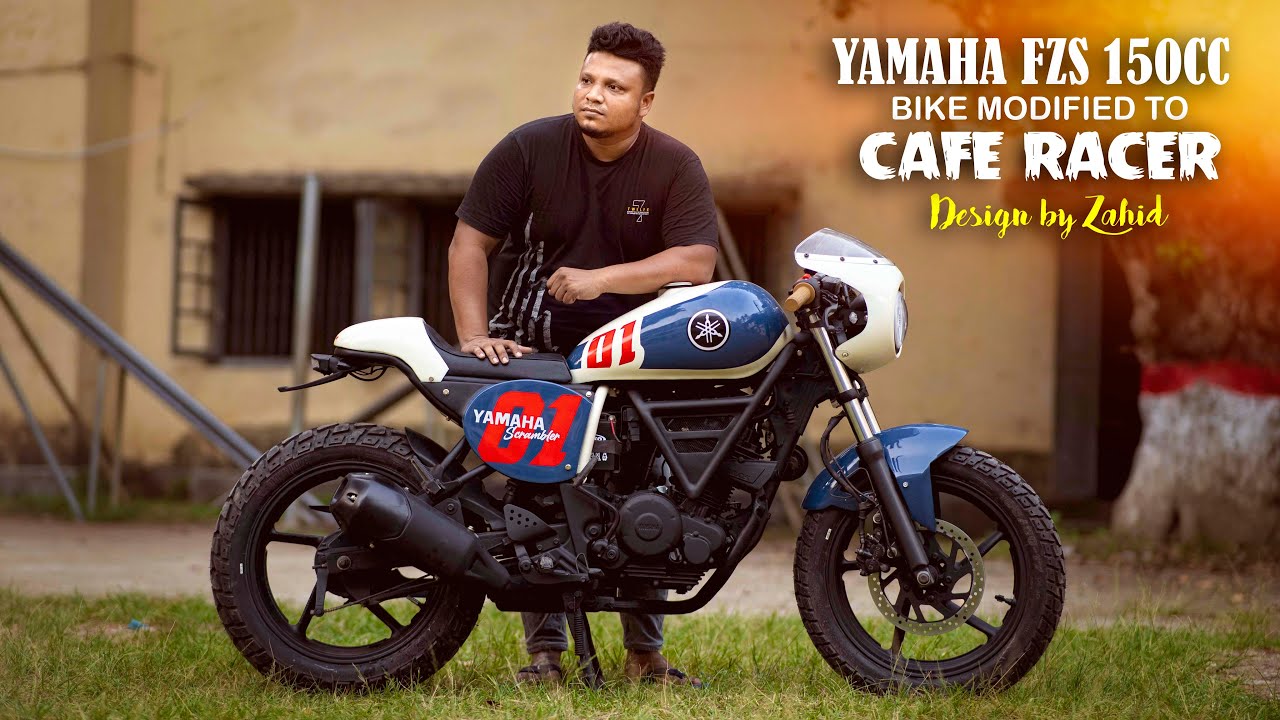 Yamaha fzs 150cc bike modified to cafe racer in Bangladesh  ( design by Zahid )