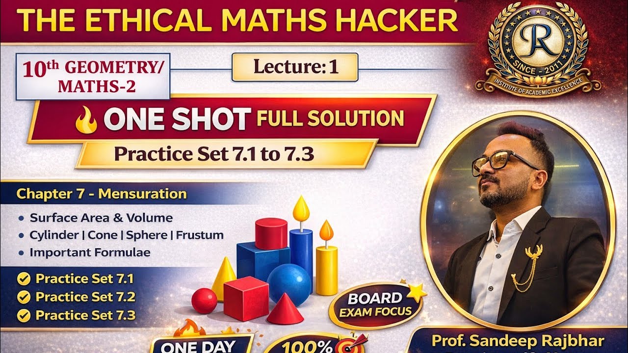 | L1 |10th Class Maths 2 / Geometry | One Shot Sol 10th Geometry Chapter 7 (7.1 to 7.3 ) Mensuration