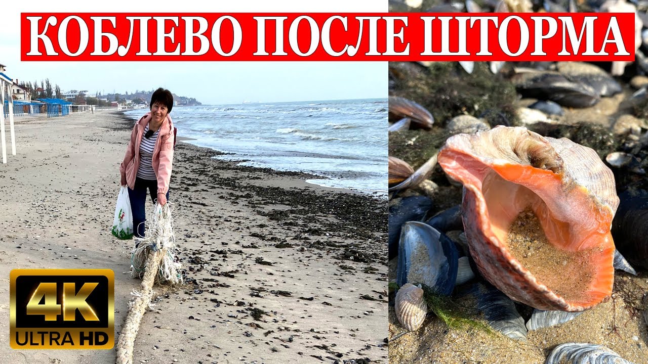 Коблево после шторма.Находки на берегу.Людей 