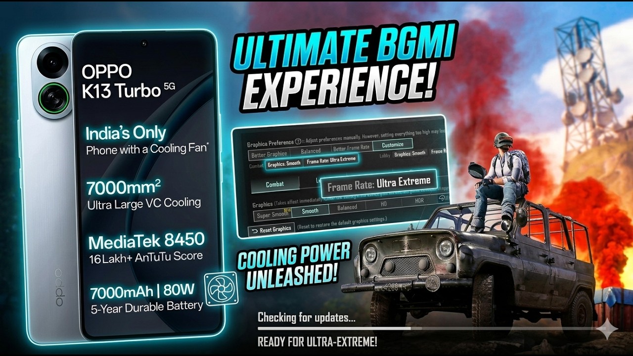 India's Only Cooling Fan Phone! ❄️ OPPO K13 Turbo 5G BGMI Gameplay & Settings.