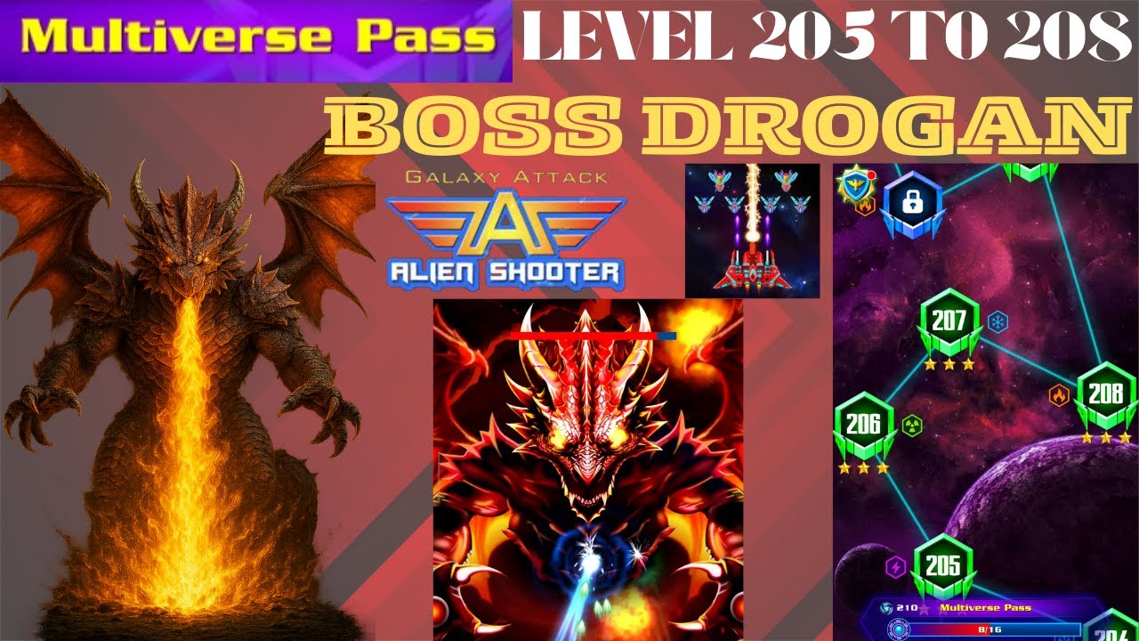 Galaxy Attack Alien Shooter Campaign Mode Level 205 TO 208 Boss Drogan