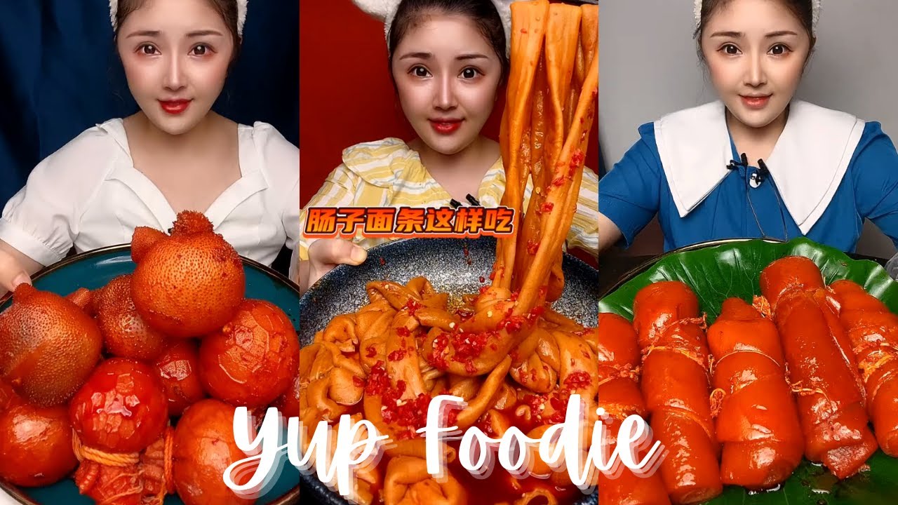 ASMR Chinese Food Mukbang | Sheep Brain, Braised Pork Intestines, Pork Skin Rolls | Yup Foodie #67