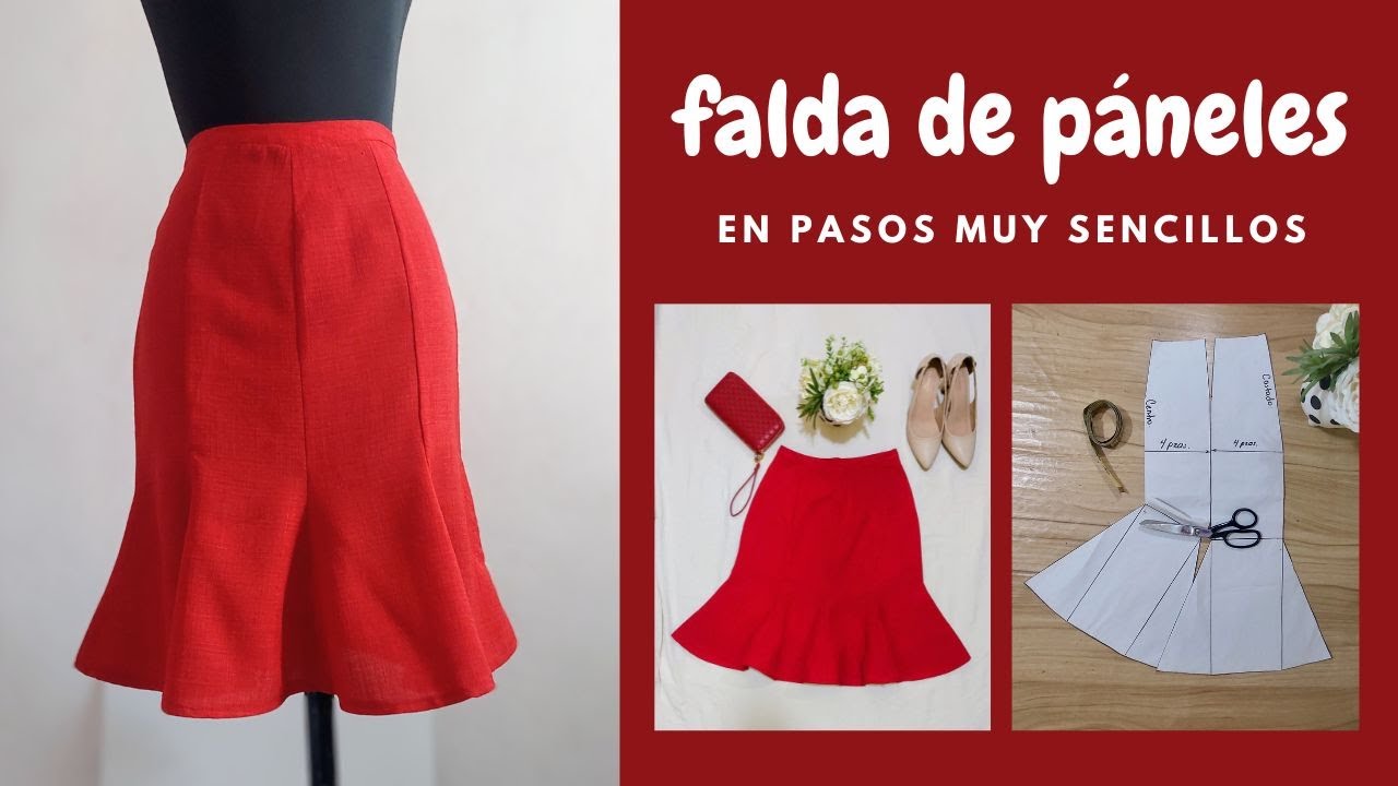 Confecciona en pasos sencillos tus propias faldas!!! modelo de ocho páneles con pretina anatómica