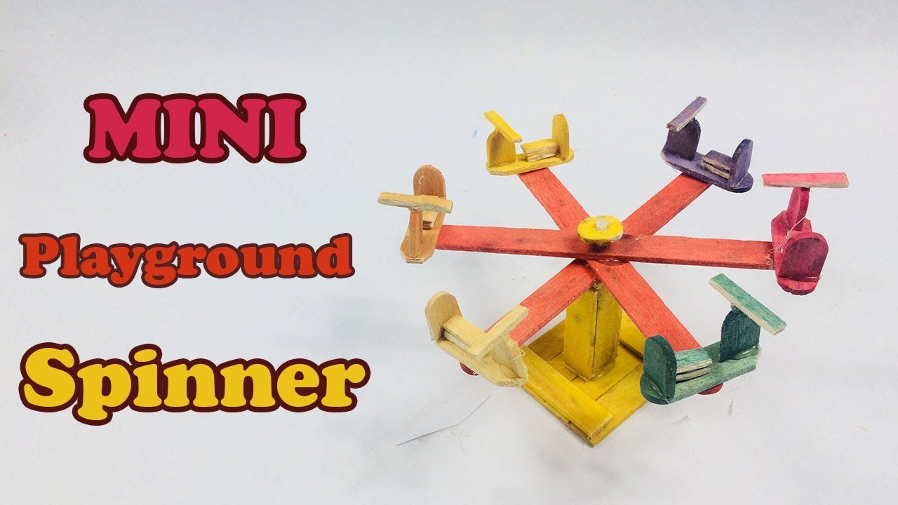 How To Make Mini Playground Spinner With Icecream Sticks (Popsicle Sticks) At Home | Lee Bros #17