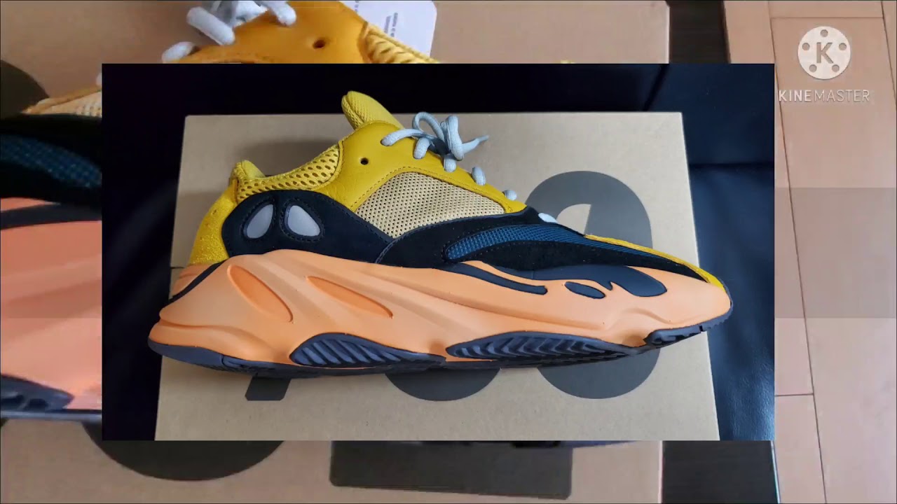 Yeezy 700 Sun on feet and OG wave runner comparison