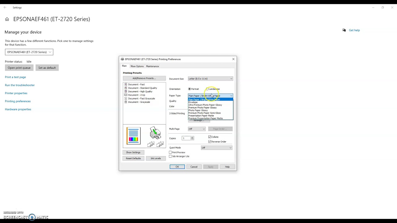 ET2720 Printing Preferences