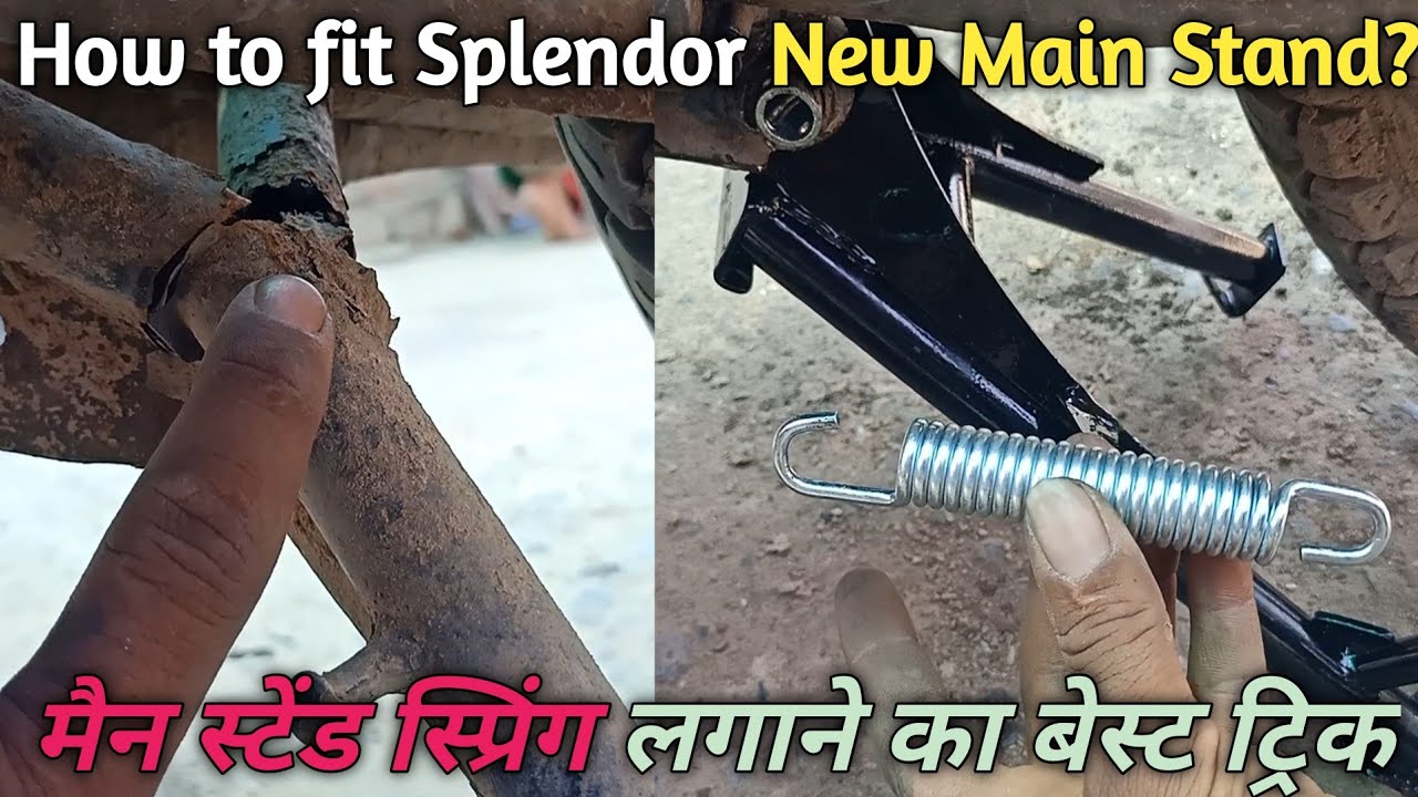 How to Change Splendor Plus Center Stand/Splendor mainstand change/Splendor mainstand spring fitting